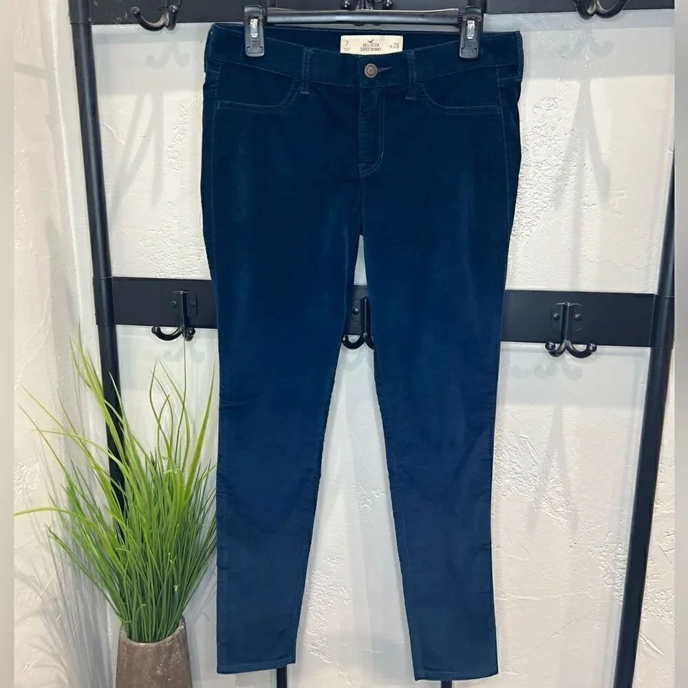 Hollister super skinny velvet pants blue size 7/28 - Picture 3 of 16
